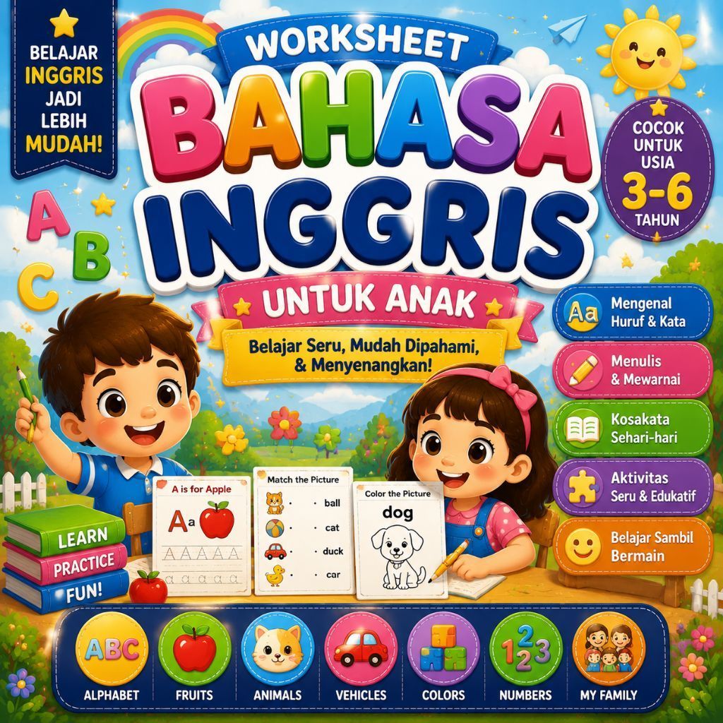 Buku Aktivitas/Worksheet Bahasa Inggris untuk Anak