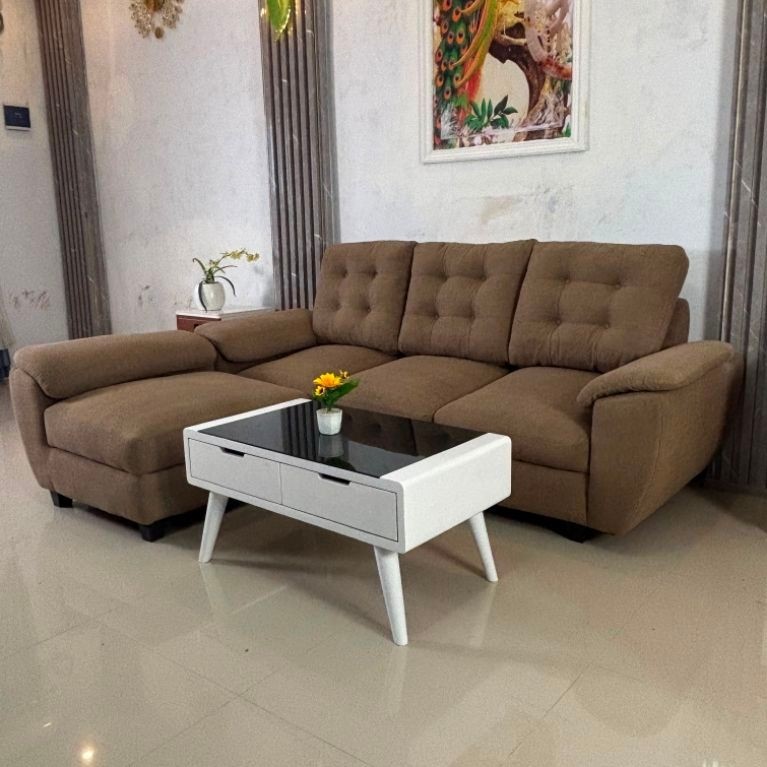 Sofa L putus jumbo + meja sofa / sofa minimalis jumbo