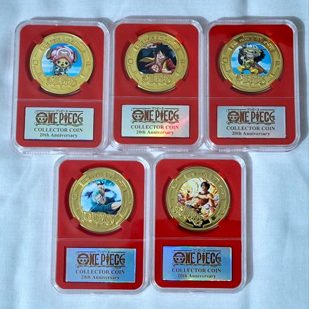 One Piece Gold Metal Coin Koin Emas Logam Anime One Piece 20th Anniversary