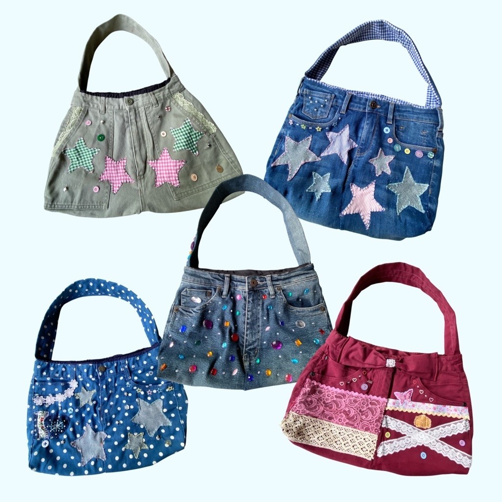 handmade shoulder bag denim jeans tas bahu upcycle