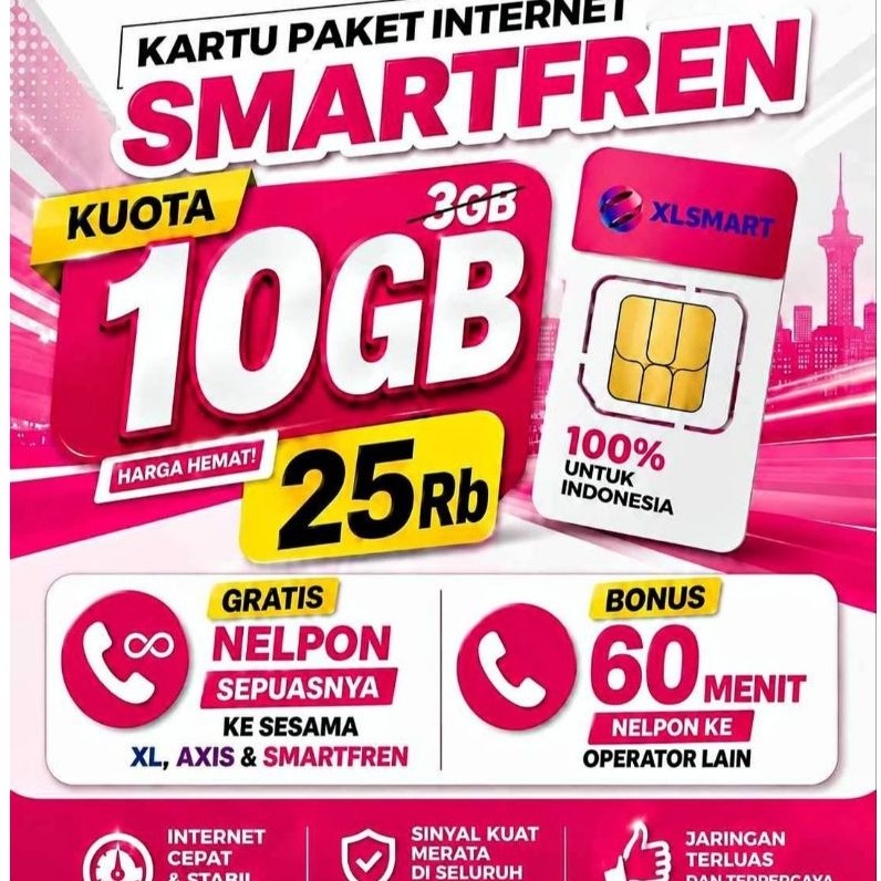 Kartu Paket Internet Smart Smartfren 10GB untuk Indonesia