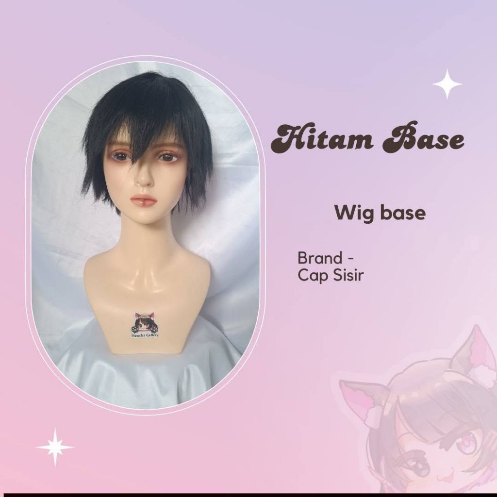 wig hitam wig base pendek wig pria