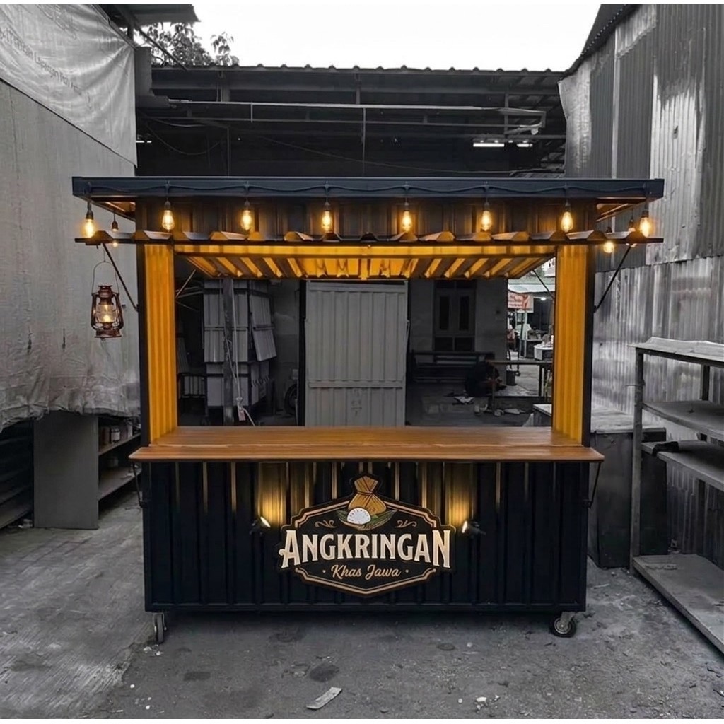 gerobak booth angkringan bahan besi spandek