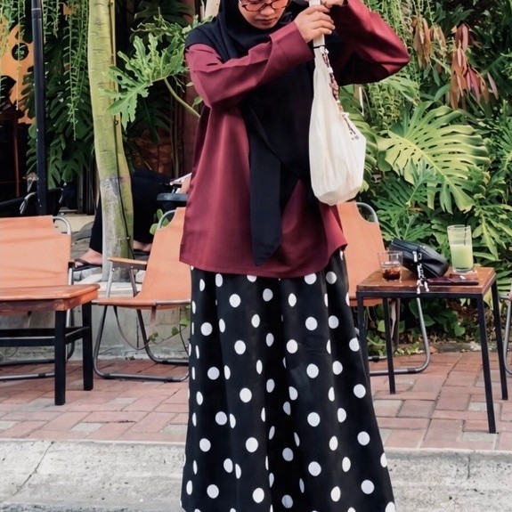 Long Skirt A Line Polkadot Rok Siluet A Line Polka Rok Salur Stripe | Falah Studio