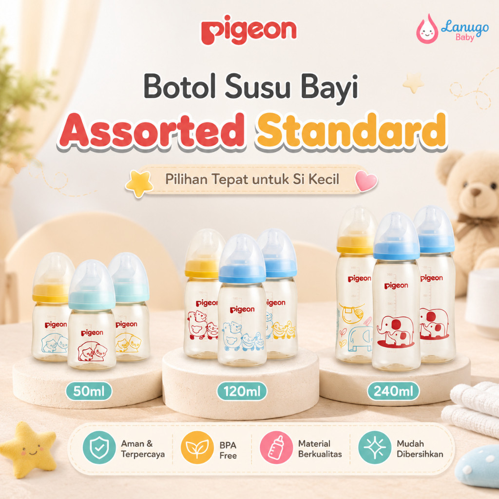 Pigeon Botol Susu Bayi Assorted Standard | Dot Nipple Pigeon