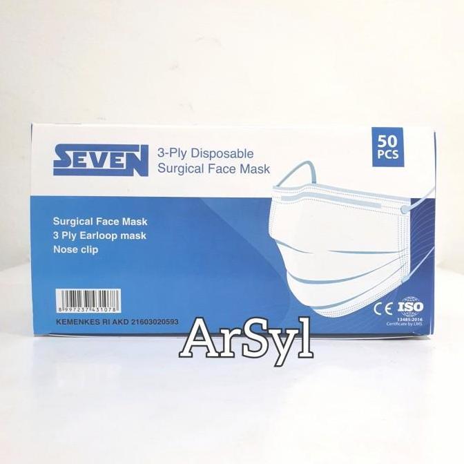 Masker Seven Medis 3ply 50pcs - Putih