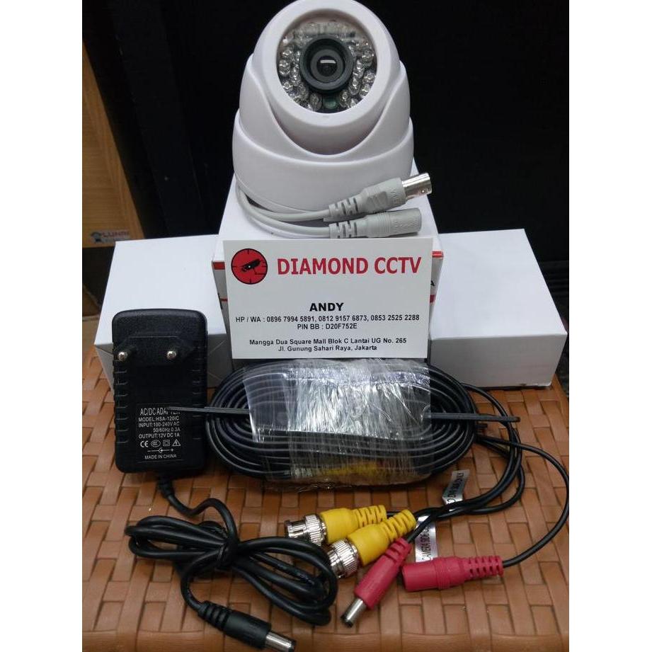 DR135 - PAKET CCTV 1 KAMERA AHD 1.3 MP KOMPLIT KABEL JADI 20 METER + ADAPTOR