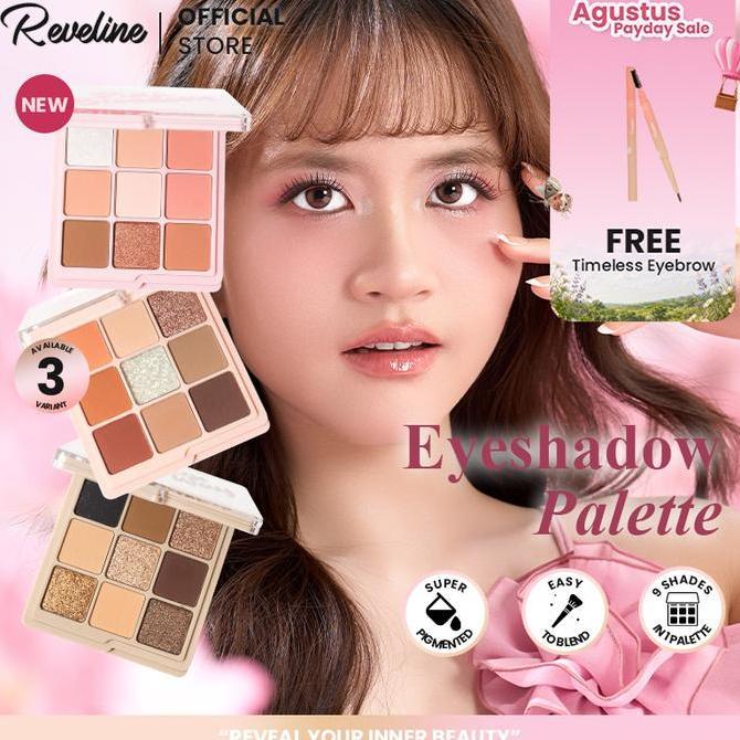 REVELINE Eyeshadow Palette | Make Up Pallete Pink Blossom Peachy Brown Glitter Creamy