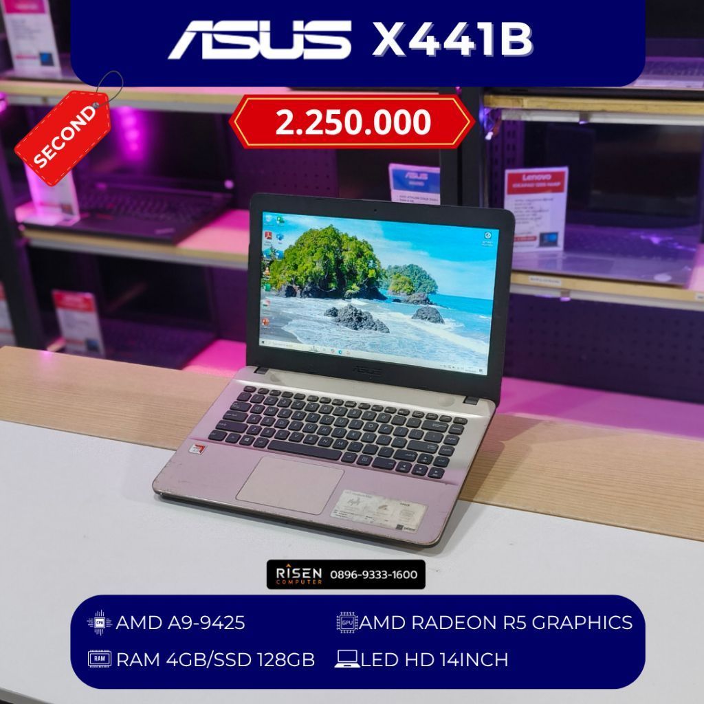 ASUS X441B AMD A9-9425 RAM 4GB SSD 128GB HD 14inch Notebook Second Bekas Laptop