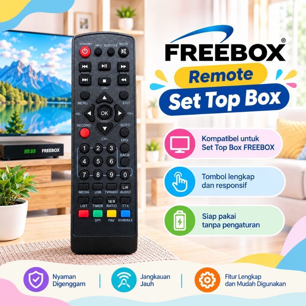 Remote Set Top Box FREEBOX DVB T2-Remote STB Freebox Siap Pakai