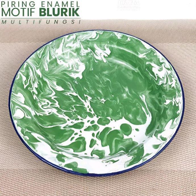 (12 PCS) Piring Blirik Enamel JADUL / Piring SENG ENAMEL Ukuran 22CM 20CM / Piring Lurik Piring Seng