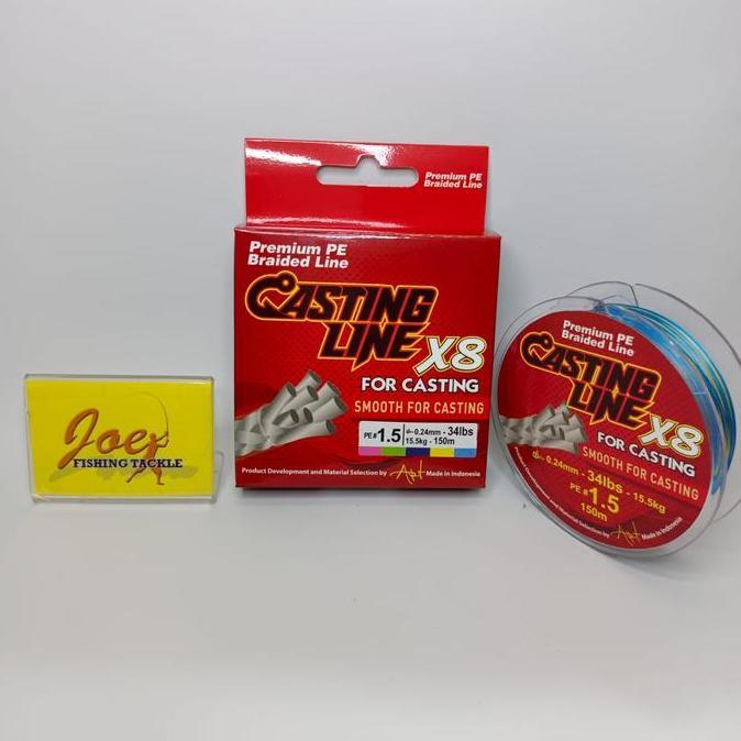 Casting Line X8 PE#1,5 - 34Lb Multicolour Benang Pancing Senar PE