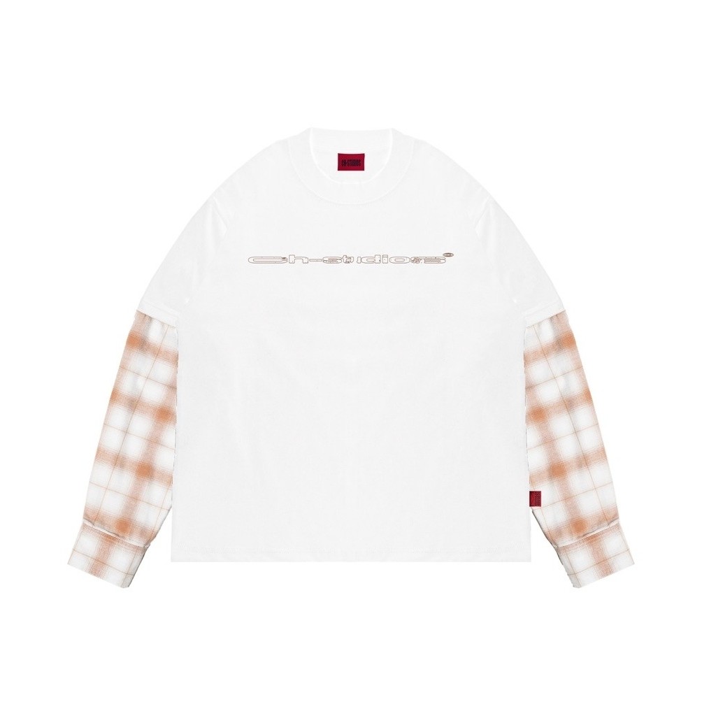 CH-STUDIOS - PLAID.white | Heavyweight Double Layer Longsleeve Tshirt | Kaos Double Layer Oversize