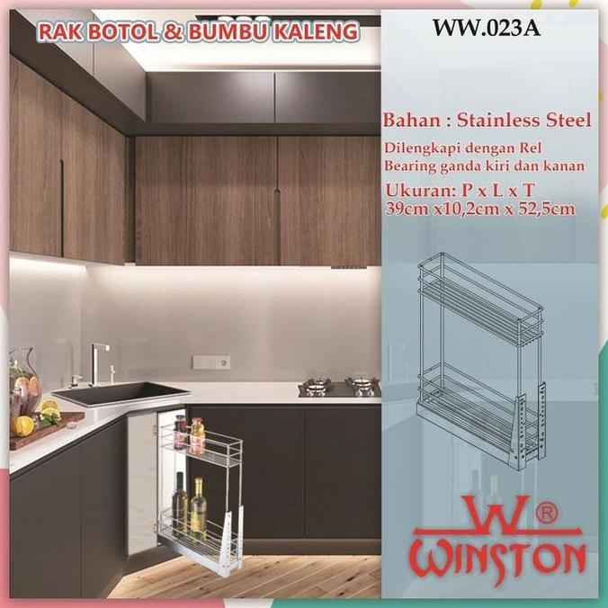 Rak Tarik Botol Stainless Winstonsby WW 023A for Kitchen Set Cabinet