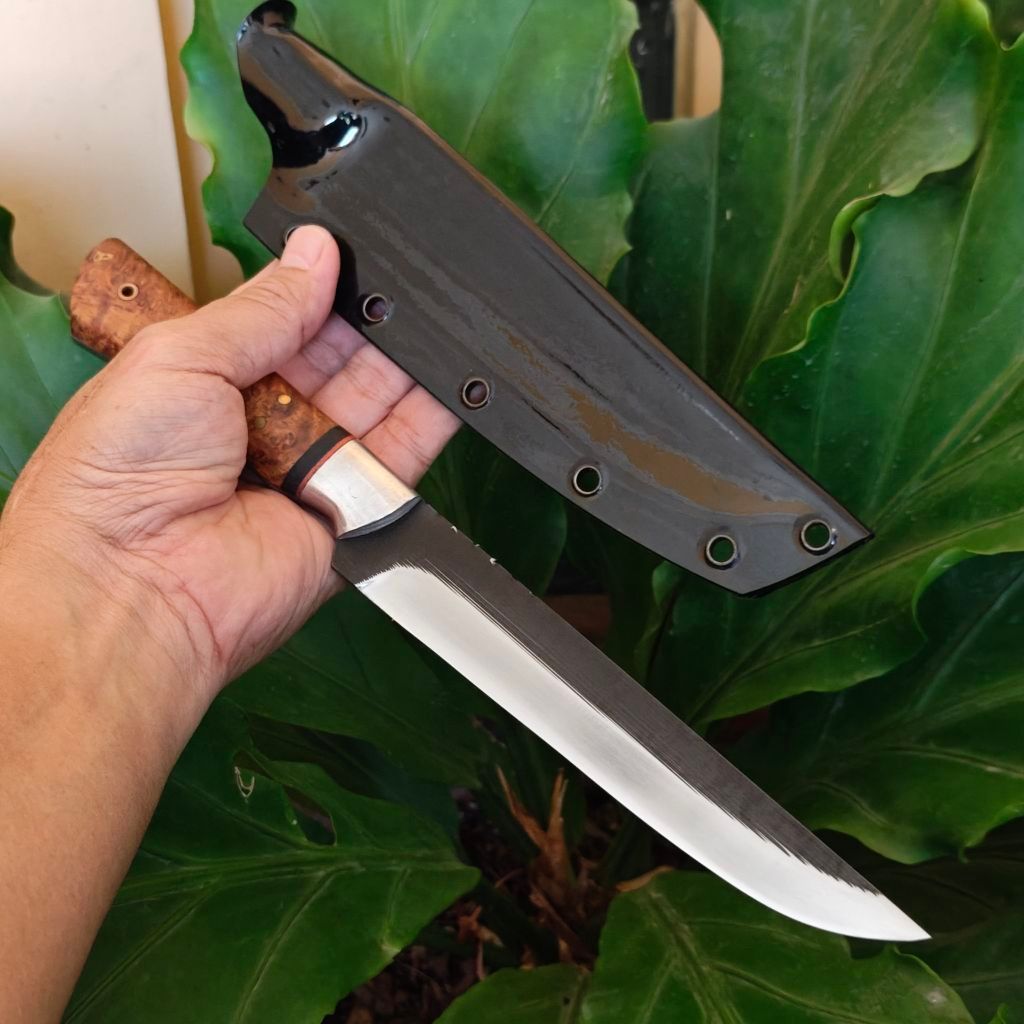 DC53 Handmade 16.2cm Slaughter Skinner knife, Pisau sembelihan dan seset dengan Baja DC53 setara Sle