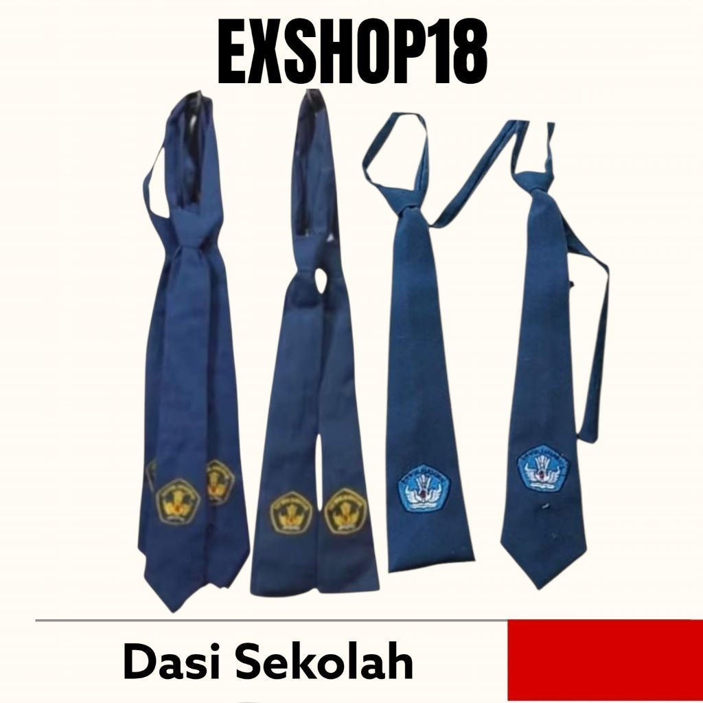 Dasi SMP Sekolah Panjang / Dasi SMP Logo Biru Panjang / Dasi Osis SMP Panjang Perekat Logo Bordir / 