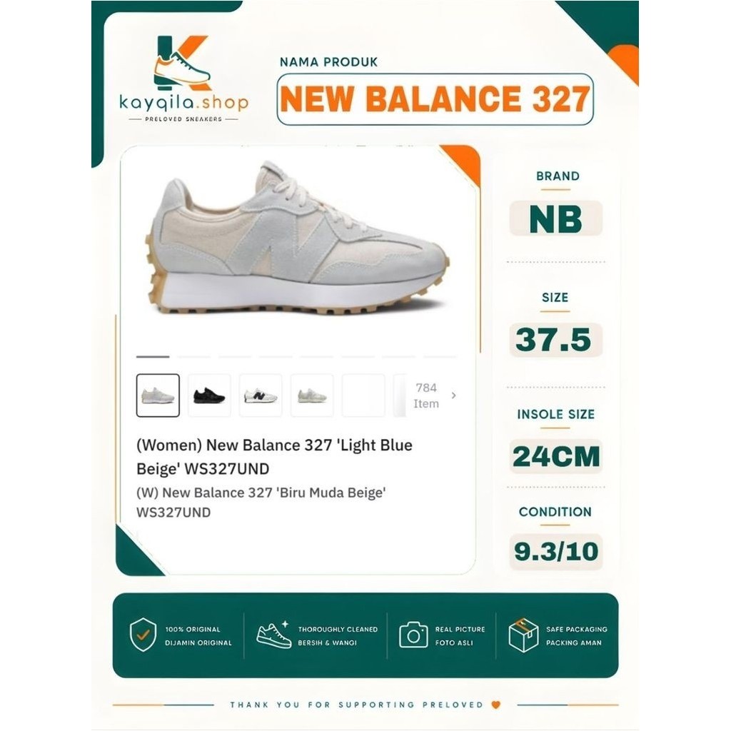 Sepatu Preloved Second Original New Balance NB 327 Size 37