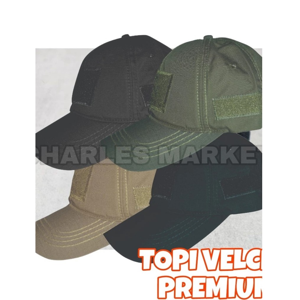 TOPI VELCRO TACTICAL HIJAU - TOPI HITAM VELCRO TACTICAL  - TOPI TACTICAL CREAM