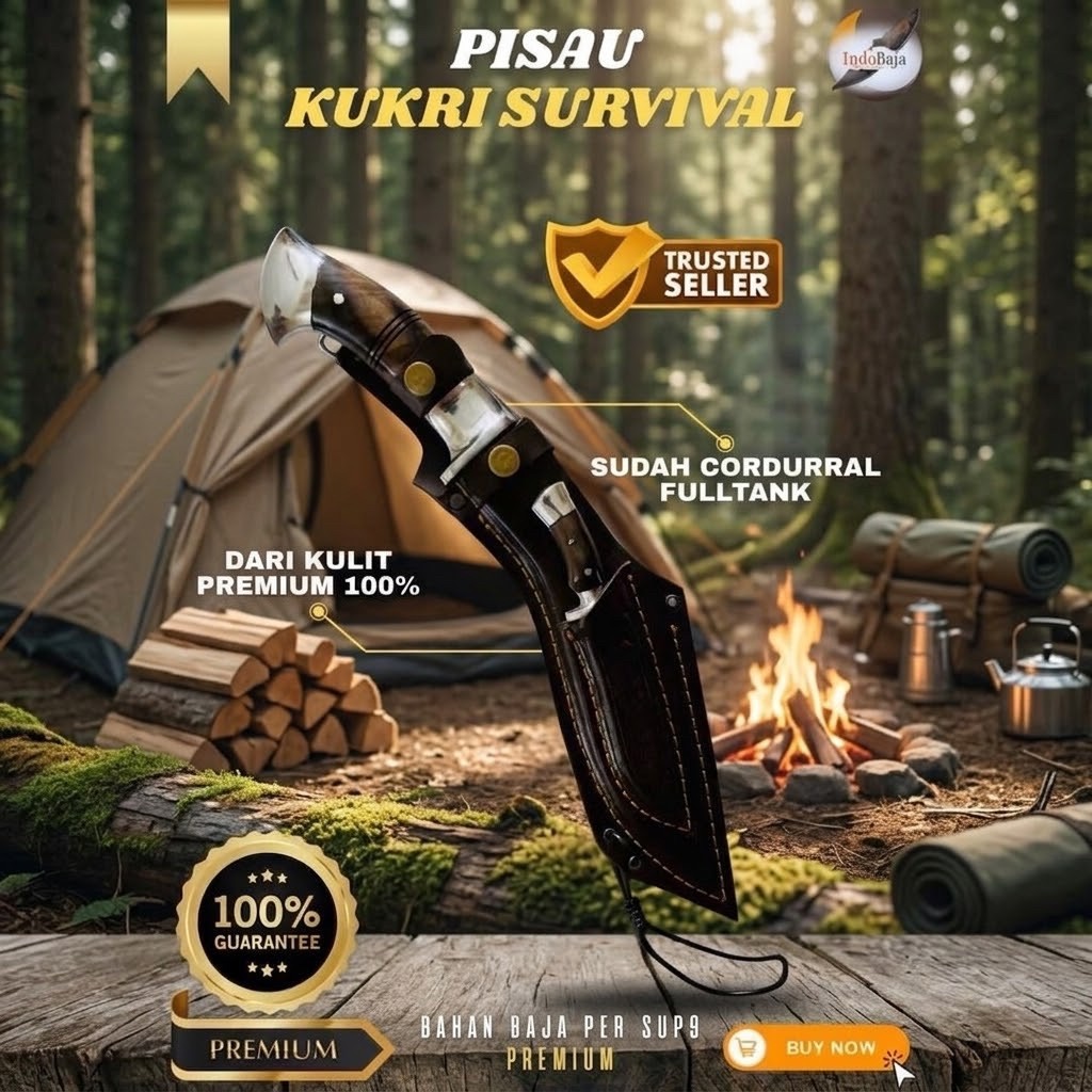 [INDOBAJA] PISAU KUKRI SURVIVAL PISAU BAJA PER SUP9 PREMIUM ASLI ORIGINAL SUPER TAJAM