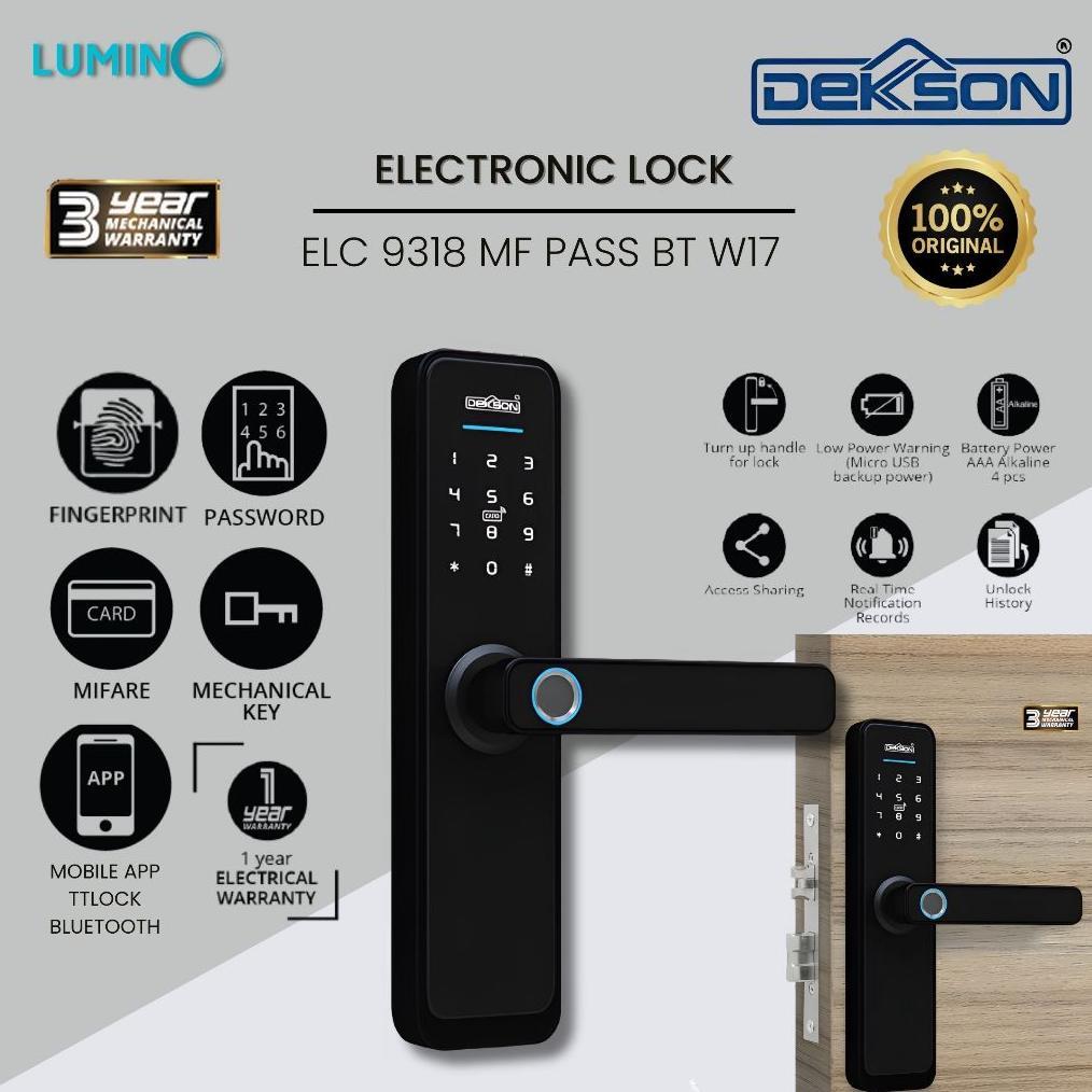 Dekkson - Smart Electronic Lock Pintu Kayu Digital Password Fingerprint Kartu / ELC 9318 W17