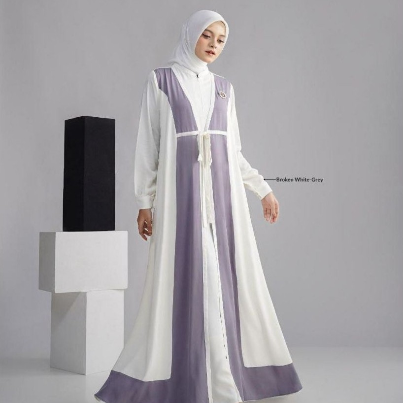 Nadheera Luxury - Halzetha Dress Rayon Premium Kain Polos Tekstur Halus Lembut Kombinasi Dua Warna M