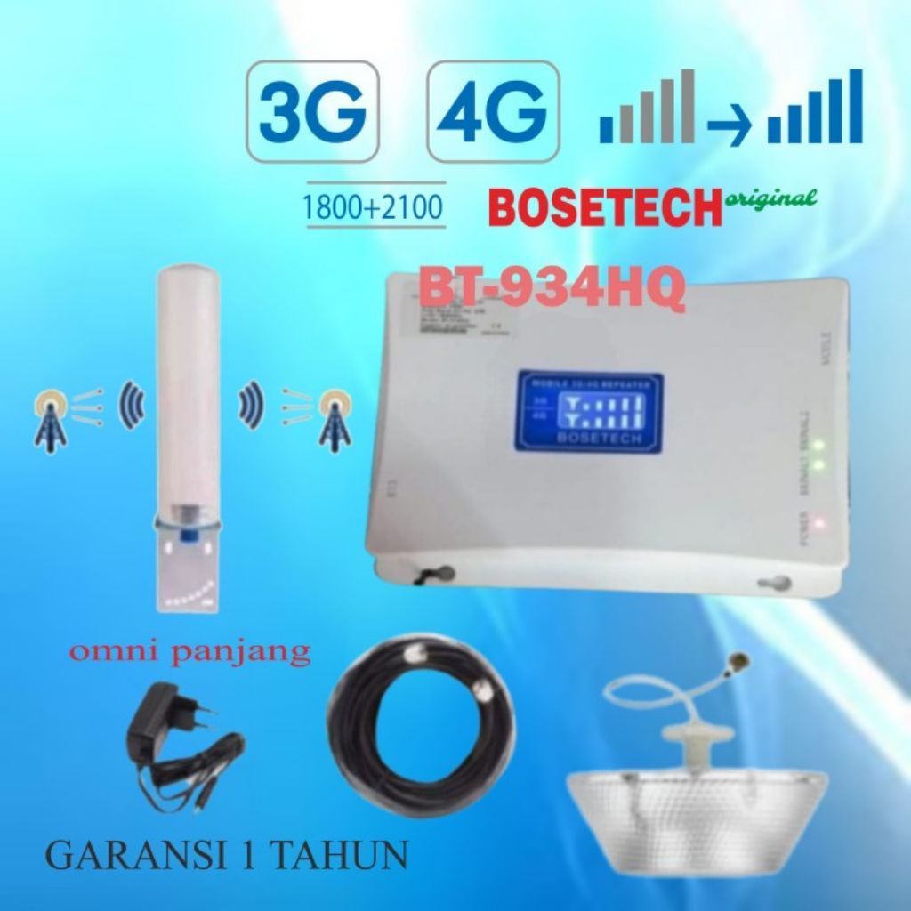 BOSETECH BT-934HQ Penguat sinyal hp 1800/2100Mhz Repeater GSM Network 4G LTE 3G antena omni tabung