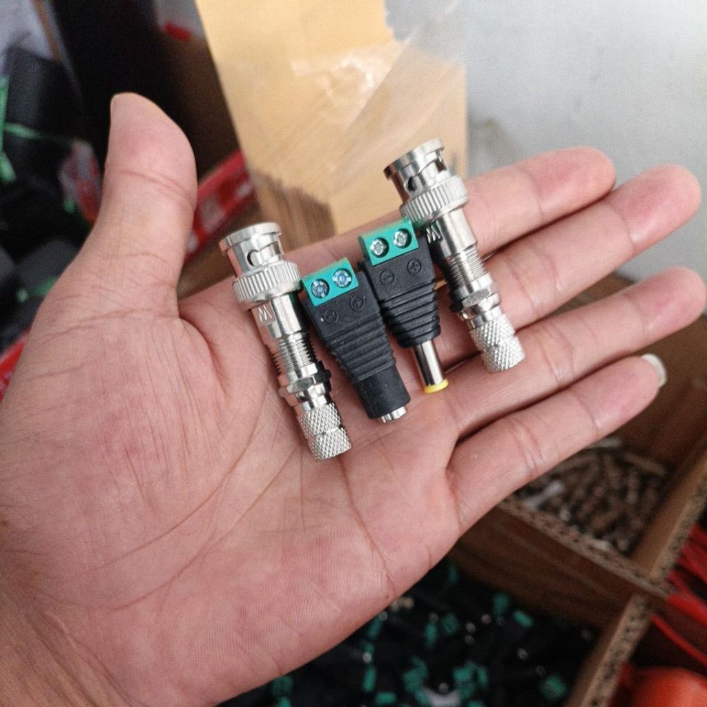 Konektor CCTV 1 Set BNC Plus Jack DC Siap Pasang / Connector 1 Camera