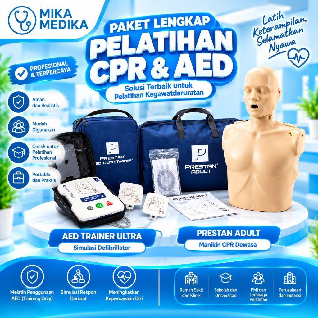 PRESTAN AED Trainer Ultra + Adult CPR Manikin | Paket Alat Training CPR & AED