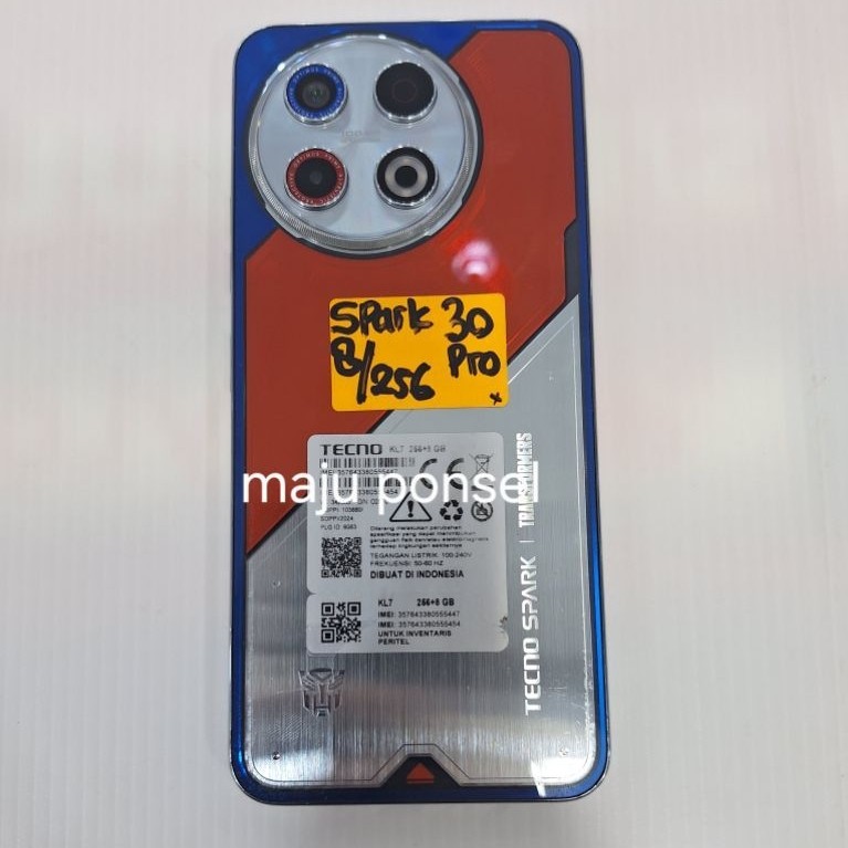 HP second Tecno spark 30 pro 8/256 (hp onli tanpa cas dan dus)