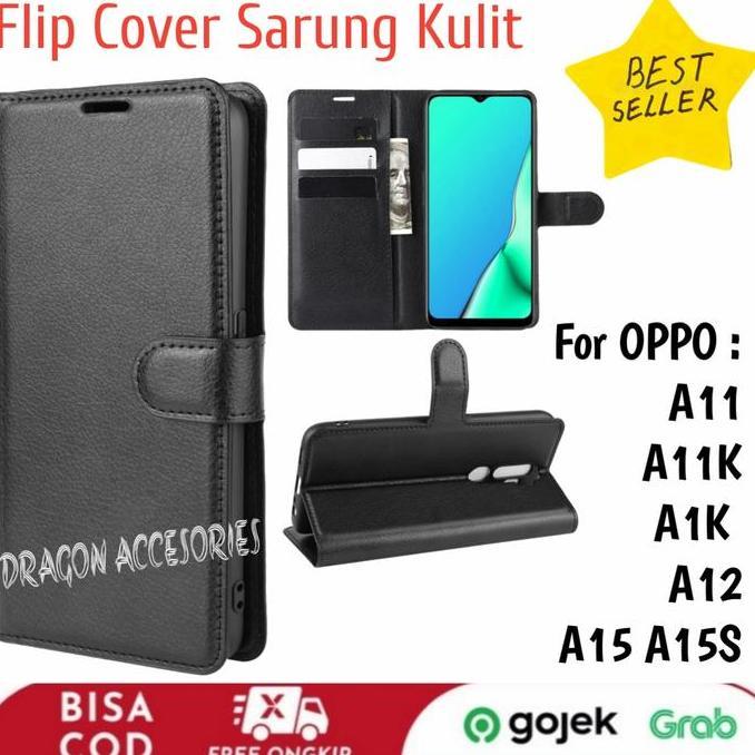 DE165 - Flip Kulit A11 A11K A1K A12 A15 Oppo Leather Case Sarung Dompet Casing
