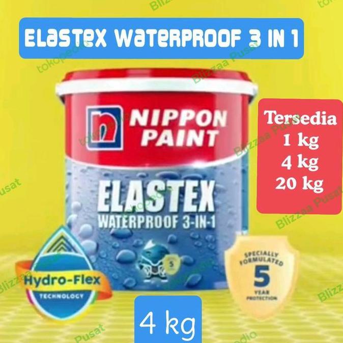 DI71 - Elastex 4 kg Waterproof 3 in 1 Nippon Paint Elastex 4kg Abu2 Putih Elastex Warna 4 Kg Galon N