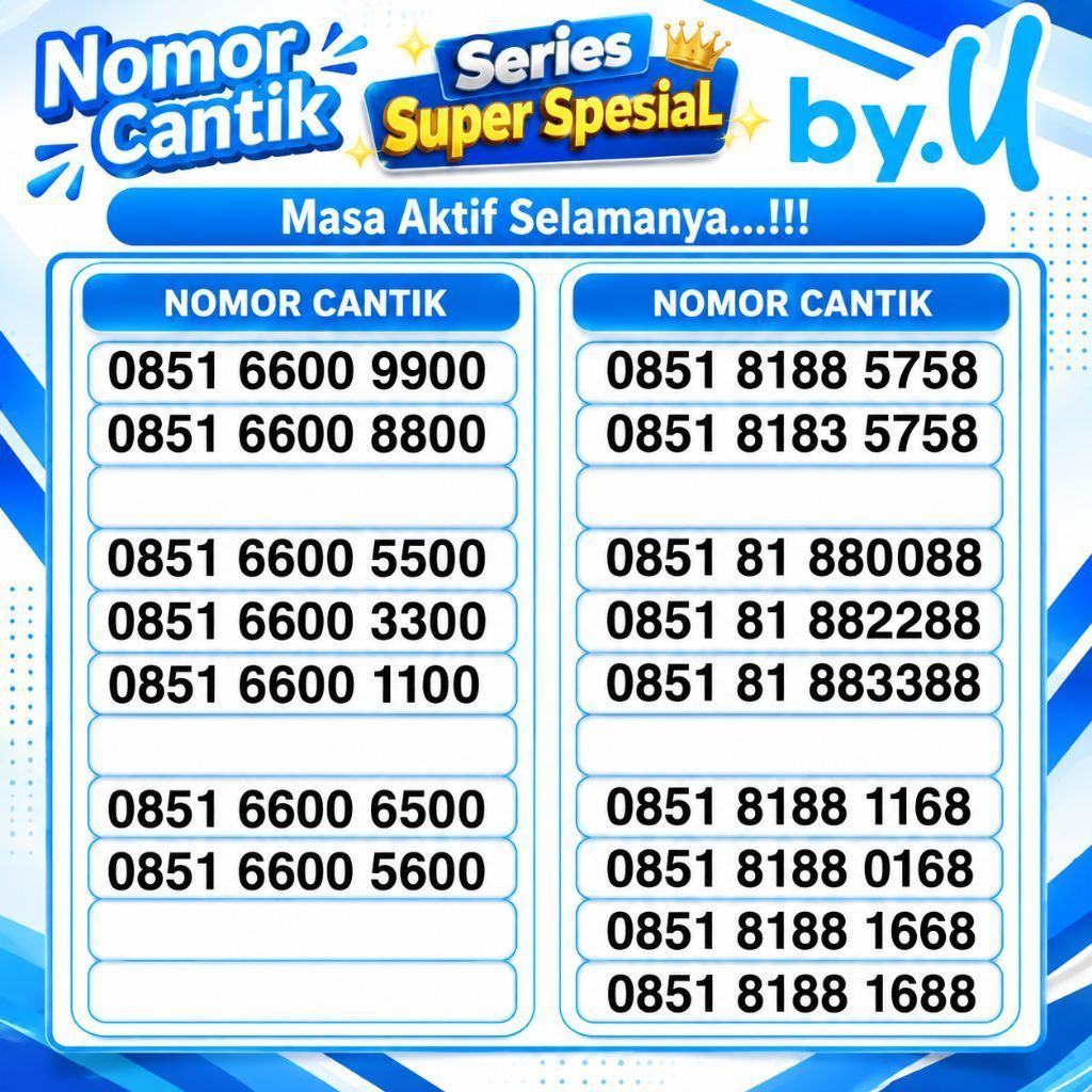 Nomor Cantik By.U Super Spesial 5758 ilufa 1168 - Masa Aktif Selamanya