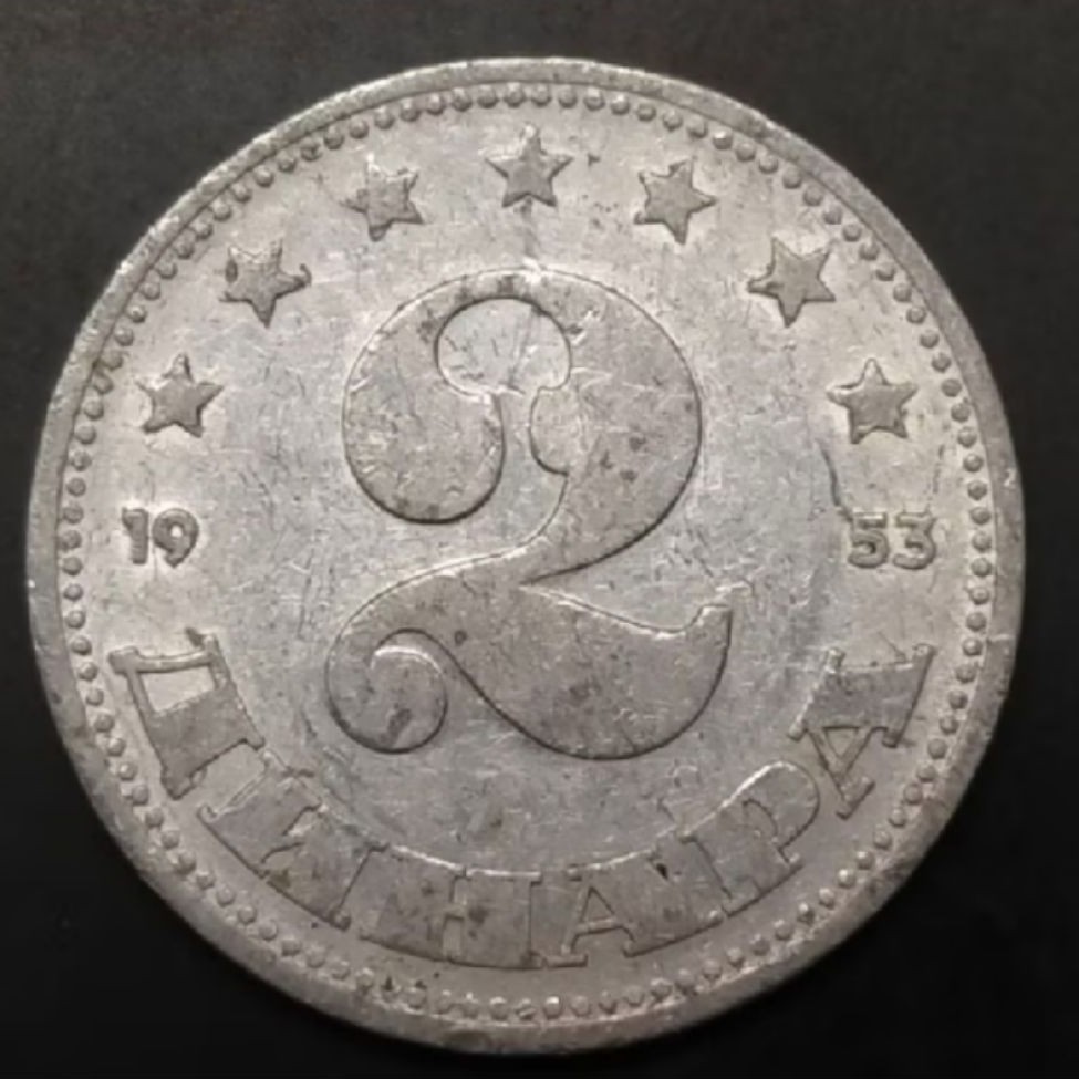 Uang Koin Kuno Yugoslavia 2 Dinar tahun acak