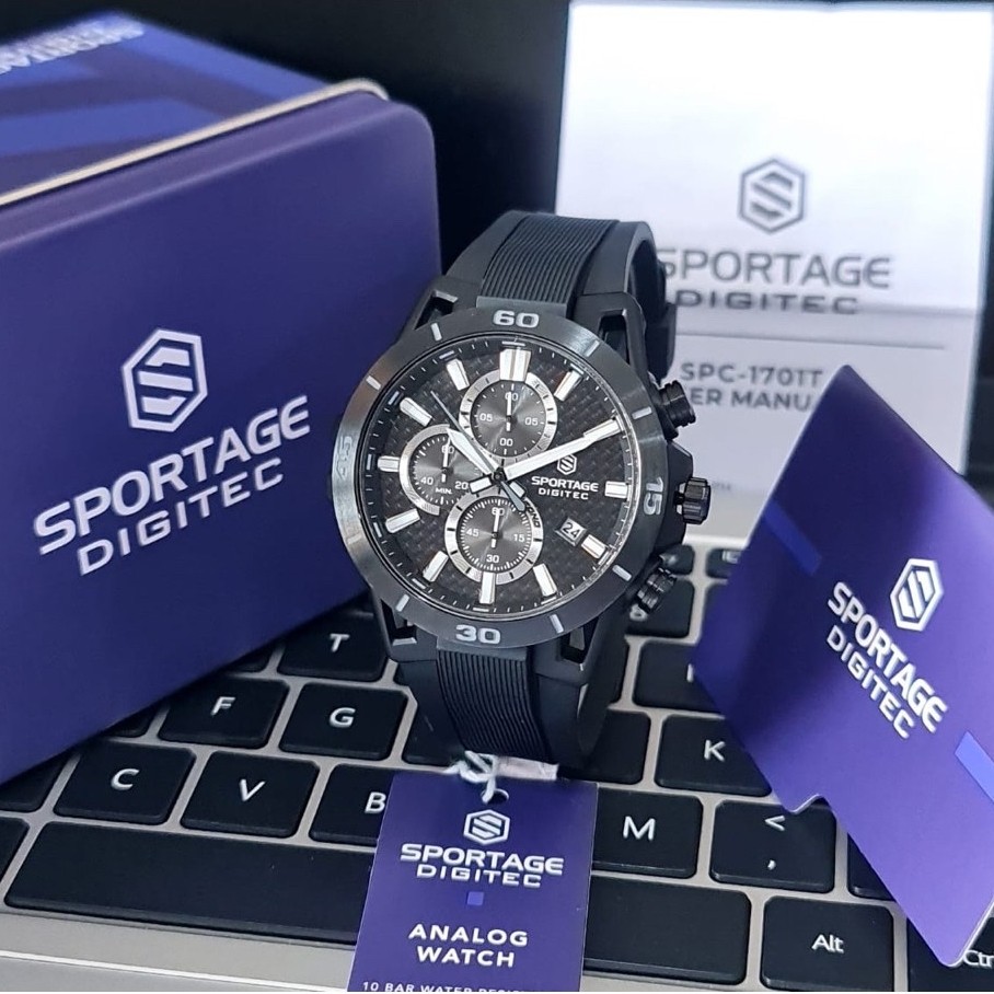 Jam Tangan Pria DIGITEC DG-1701T 1701 Sportage Original Rubber Tali Karet Chrono Tanggal Aktif 48MM 