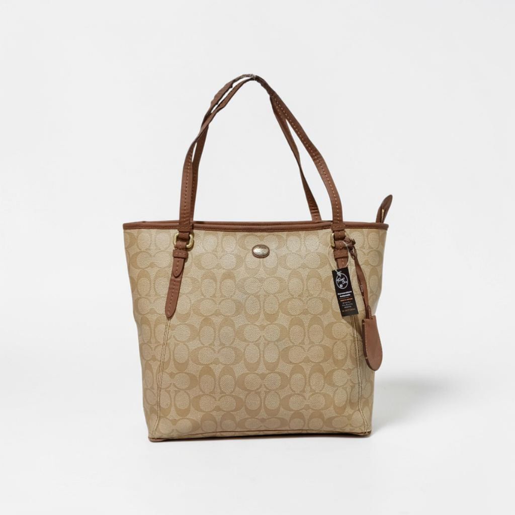Coach Peyton Signature Monogram Zip Top Tote Bag original