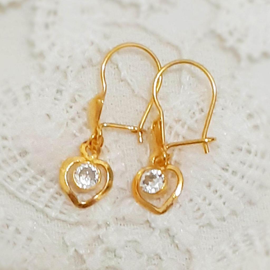 Anting Hati Mata Putih Emas Muda  || Perhiasan Emas Muda Dewasa Dan Anak