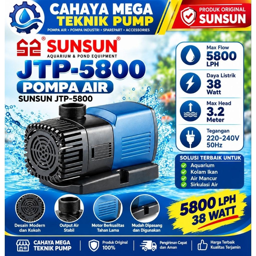 Sun sun jtp 5800 pompa air sunsun jtp 5800 (5800 LPH 38watt)