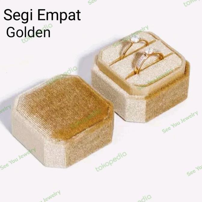 Kotak Cincin Nikah Couple Beludru Mewah 2 Cincin Lamaran Ring Box