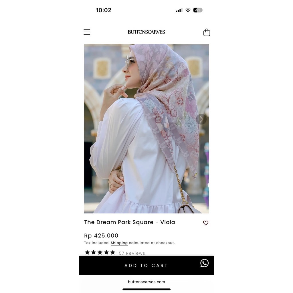 Hijab Square BUTTONSCARVES The Dream Park Square Viola motif bunga warna pastel
