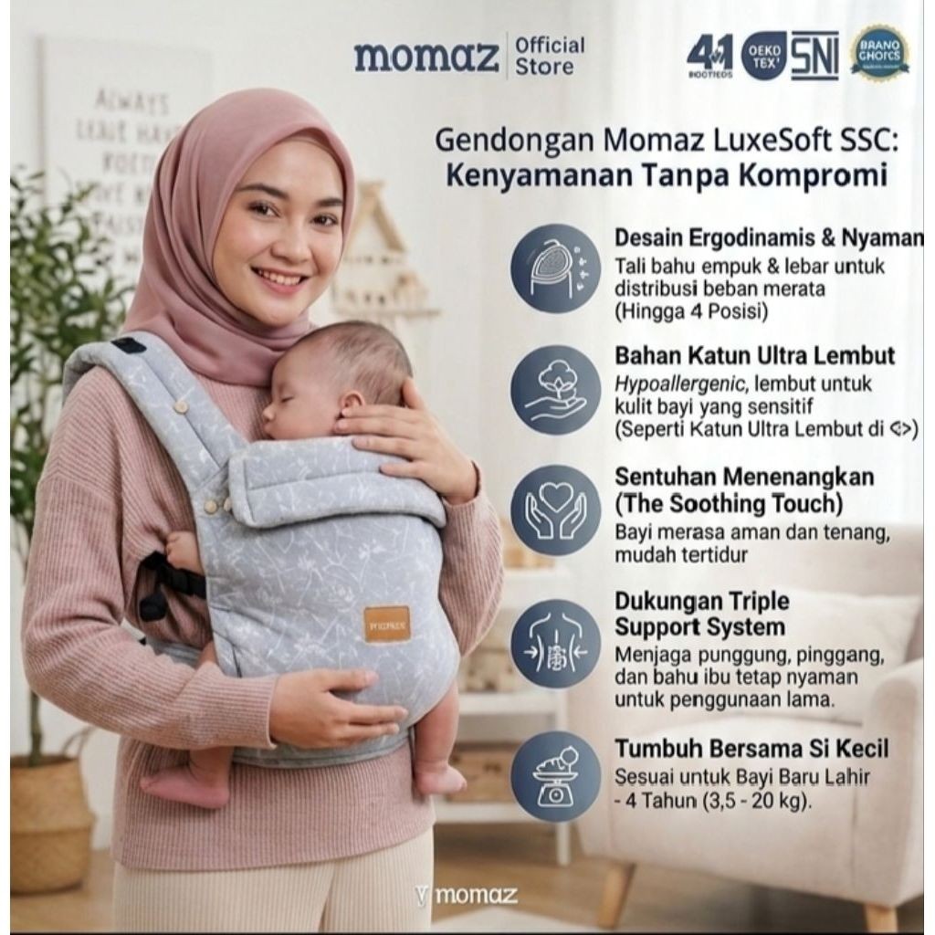 Momaz Luxesoft SSC gendongan M Shape Ergonomis