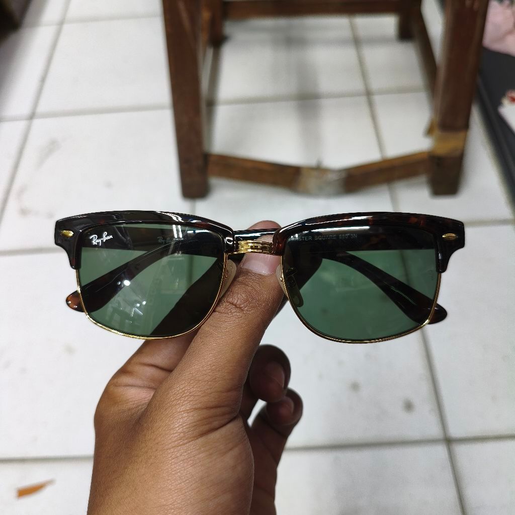 KACAMATA RAYBAN CLUBMASTER SQUARE TORTOISE LENSA HIJAU BOTOL