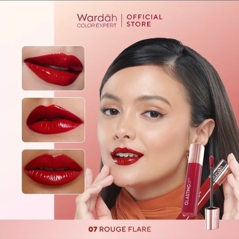 Lip Gloss Wardah Glazing 07 Rouge Flare Warna Merah