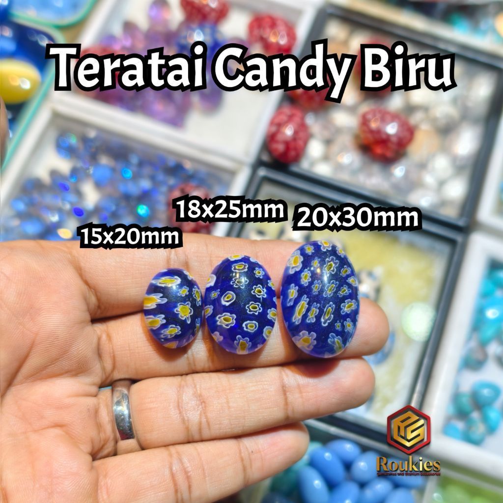 [HANYA BATU] Batu Teratai Candy Biru Obsidian Stone