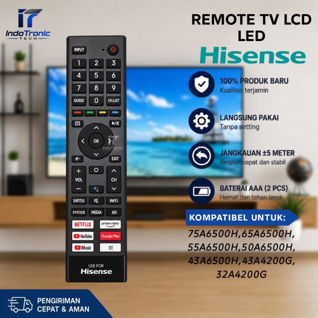 REMOT REMOTE SMART TV HISENSE LCD LED 32E5G 43A6500H 50A6500H 55A6500H 32A4200G 43A4200G NON VOICE