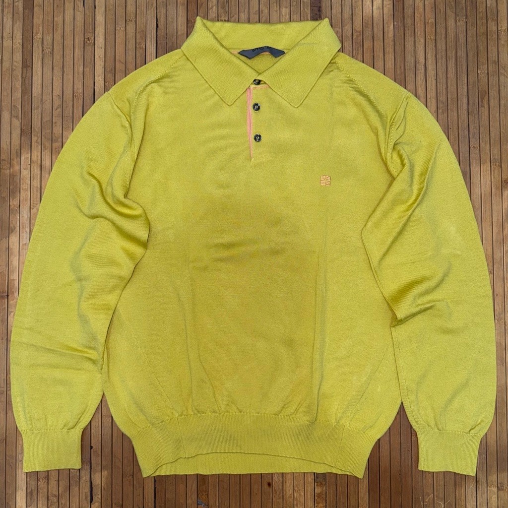 VINTAGE Y2K GIVENCHY KNIT RAJUT LEMONADE HALF BUTTON SWEATER KNITWEAR