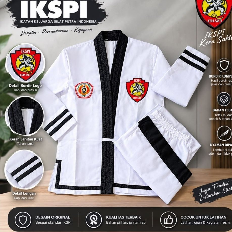 seragam siswa iks.pi + sabuk hitam Bed bordir. seragam pencak Silat / bahju iks pi