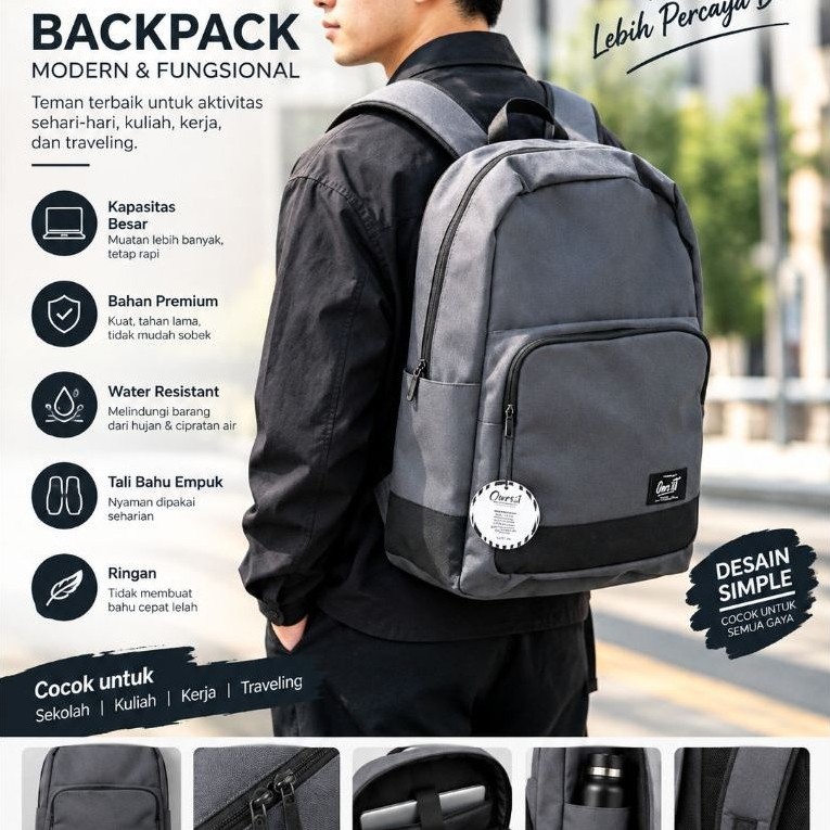tas ransel pria ours .ist grey