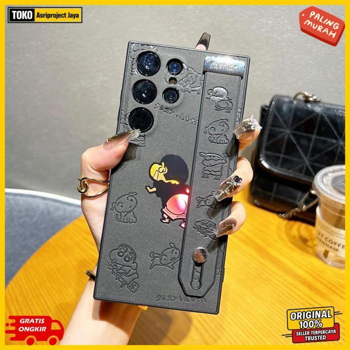 Funny Crayon Shin Chan Laser Leather Wristlet Phone Case For Samsung Galaxy A57 A56 A55 A54 A37 A36 