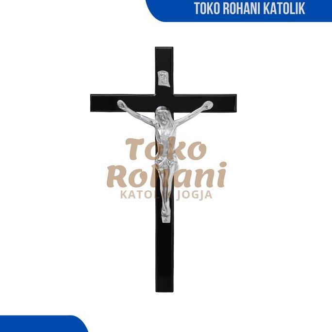 SALIB DINDING KATOLIK 40 CM (SILVER) / SALIB DINDING BESAR / SALIB GANTUNG / SALIB KAYU KATOLIK