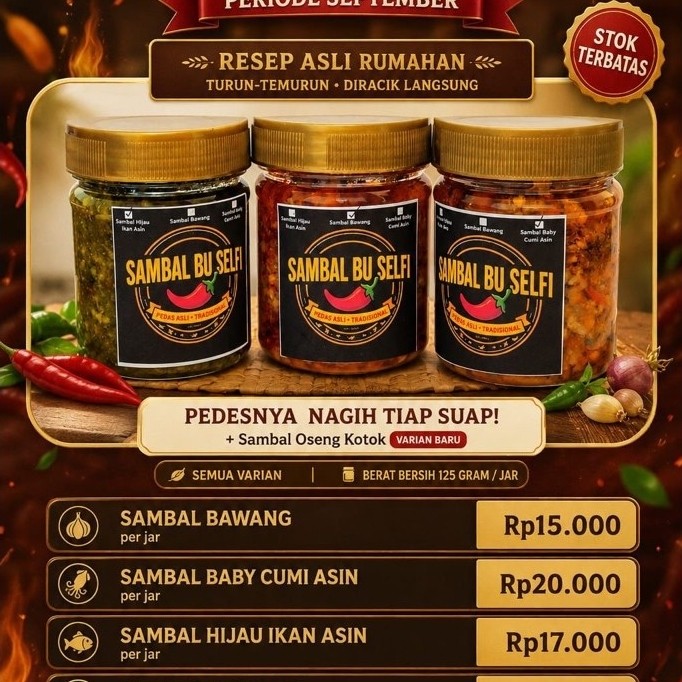 Sambal Bu Selfi 115 gr,Pedasnya nampol.Asli resep rumahan